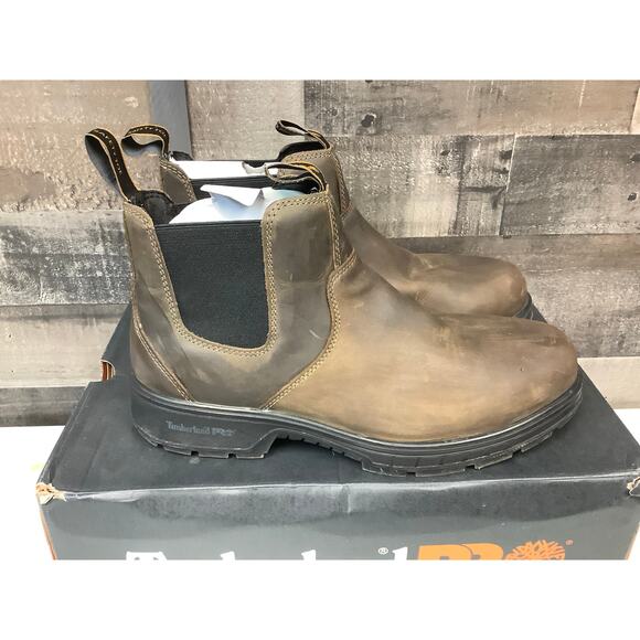 Timberland Pro Men's 8.5W Brown Nashoba Composite Toe Work Chelsea Boots LM3-1 - Picture 4 of 10